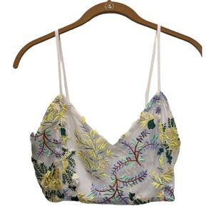 Urban Outfitters Lace V neck crop top with allover floral embellishment detail
